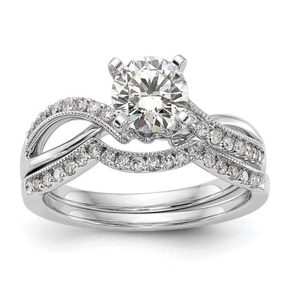 14K Weißgold Verlobungsring mit 0,16 ct. laborgezüchteten Diamanten VS/SI+ G+ in Krappenfassung
