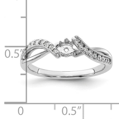14K Weißgold Verlobungsring mit Bypass-Design und simuliertem Diamant
