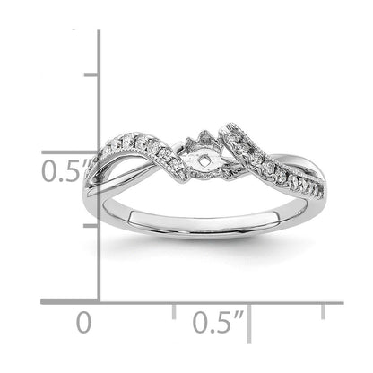 14K Weißgold Verlobungsring mit Bypass-Design und simuliertem Diamant