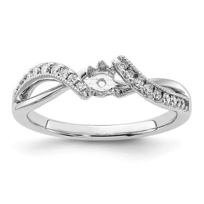 14K Weißgold Verlobungsring mit Bypass-Design und simuliertem Diamant