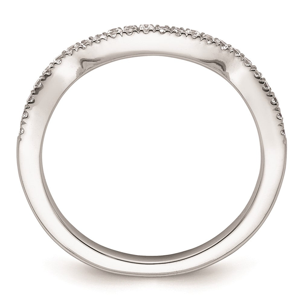 14K Weißgold Ehering mit natürlichen Diamanten, konturiertes Design