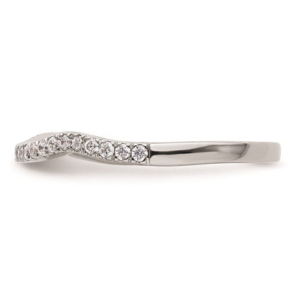 14K Weißgold Ehering mit natürlichen Diamanten, konturiertes Design