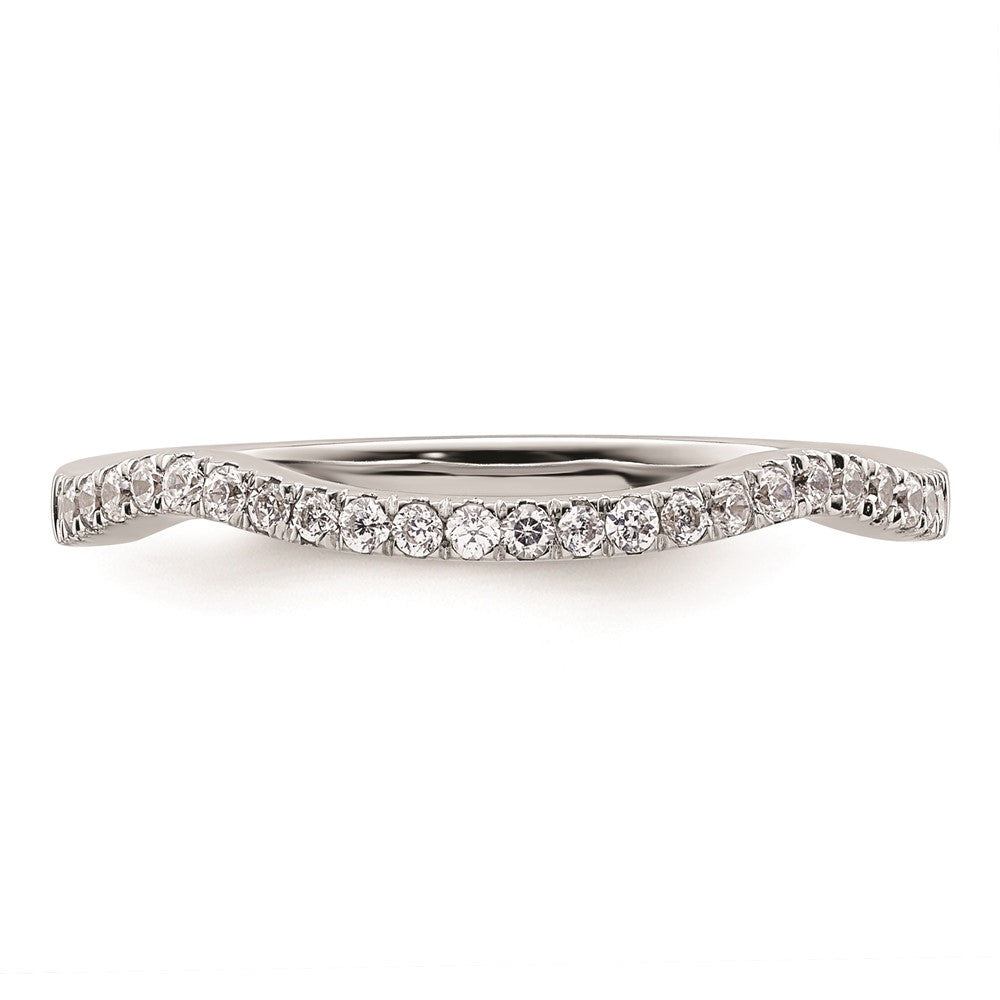 14K Weißgold Ehering mit natürlichen Diamanten, konturiertes Design