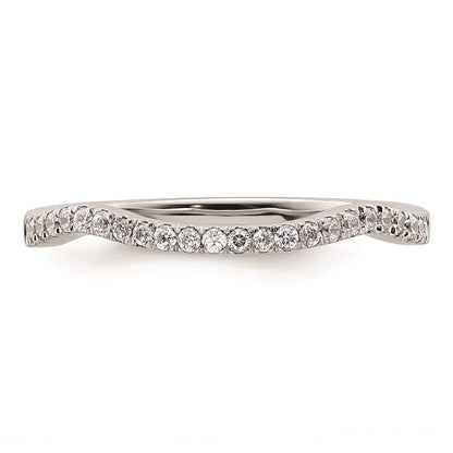 14K Weißgold Ehering mit natürlichen Diamanten, konturiertes Design