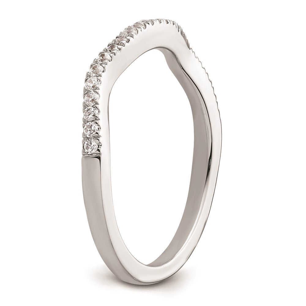 14K Weißgold Ehering mit natürlichen Diamanten, konturiertes Design