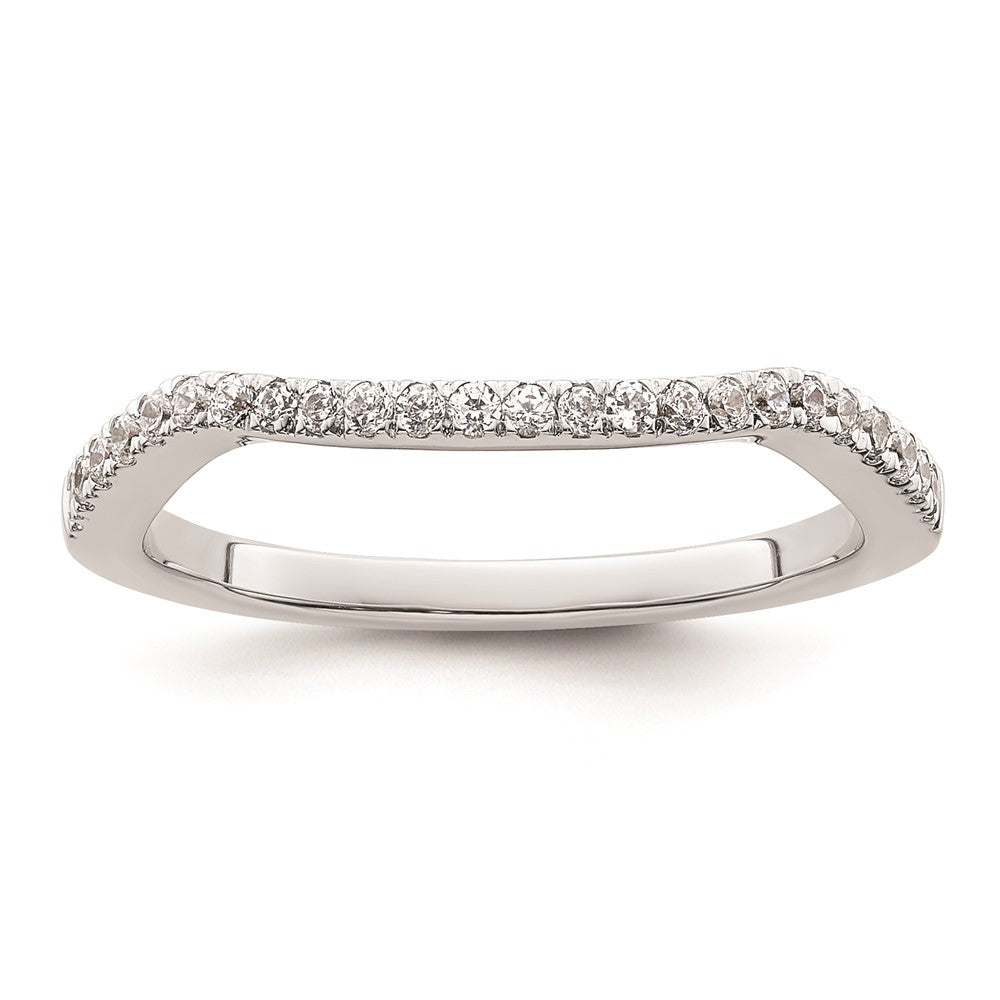 14K Weißgold Ehering mit natürlichen Diamanten, konturiertes Design