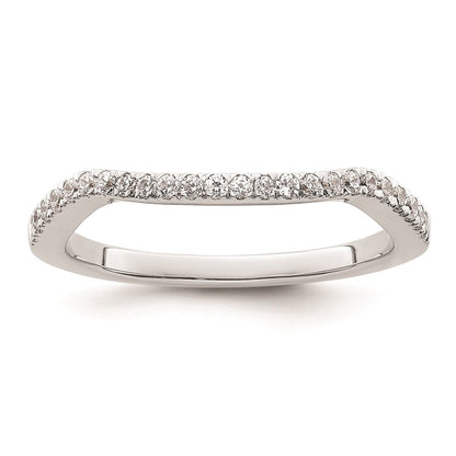 14K Weißgold Ehering mit natürlichen Diamanten, konturiertes Design