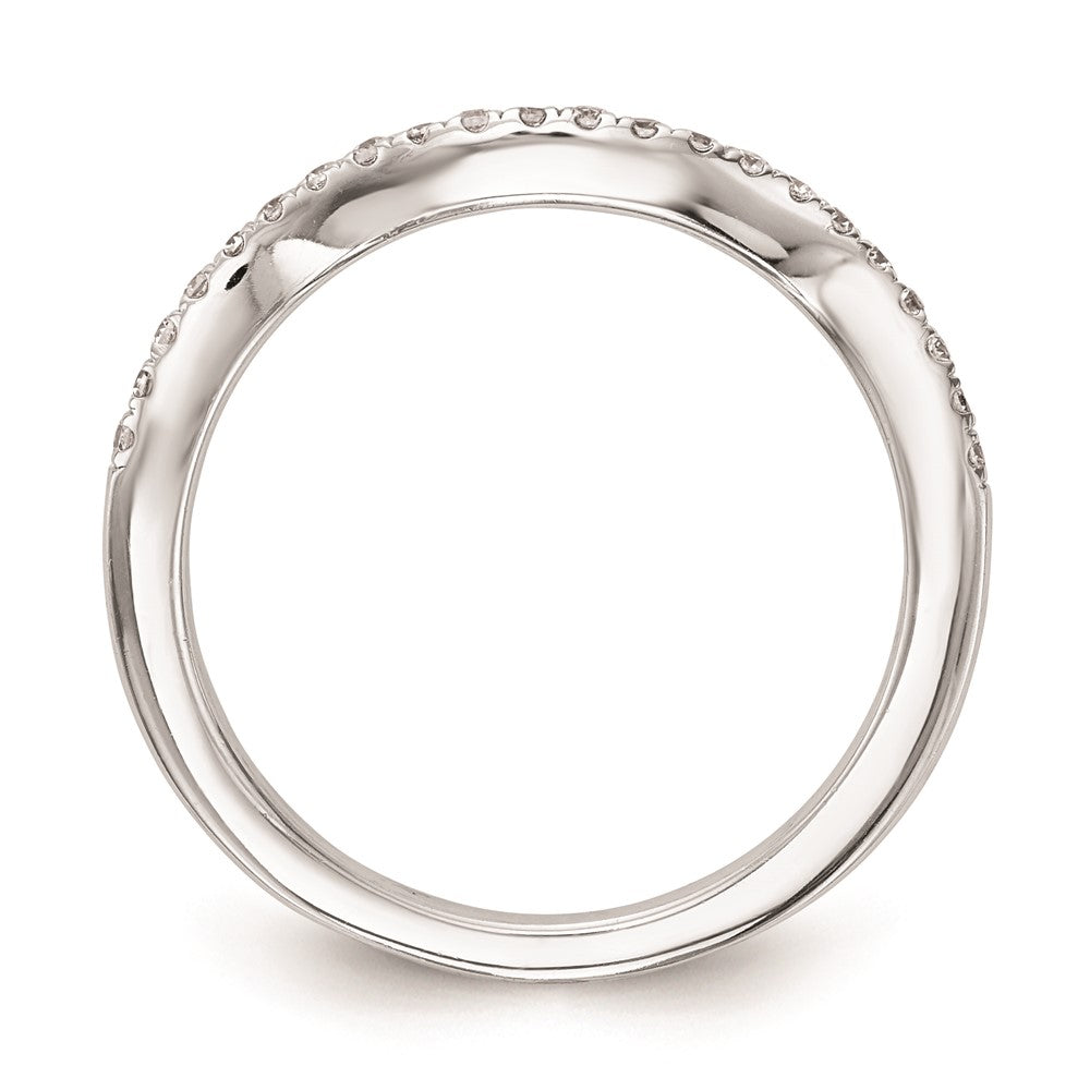 14K Weißgold Damen-Ehering mit natürlichen Diamanten, gewellte Form
