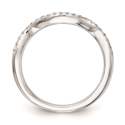 14K Weißgold Damen-Ehering mit natürlichen Diamanten, gewellte Form