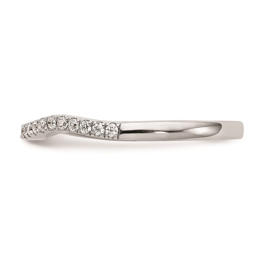14K Weißgold Damen-Ehering mit natürlichen Diamanten, gewellte Form