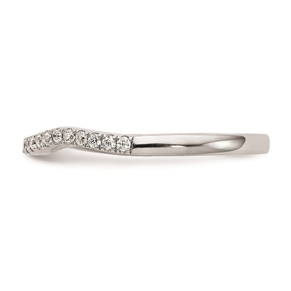 14K Weißgold Damen-Ehering mit natürlichen Diamanten, gewellte Form