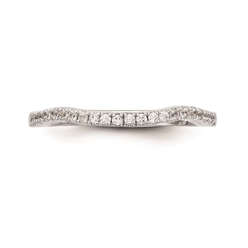 14K Weißgold Damen-Ehering mit natürlichen Diamanten, gewellte Form