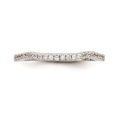 14K Weißgold Damen-Ehering mit natürlichen Diamanten, gewellte Form
