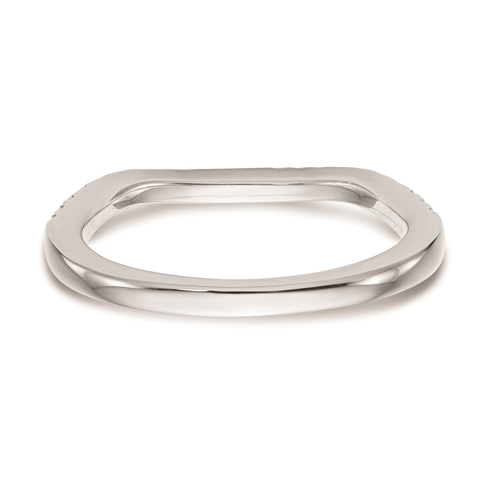 14K Weißgold Damen-Ehering mit natürlichen Diamanten, gewellte Form