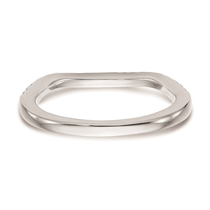 14K Weißgold Damen-Ehering mit natürlichen Diamanten, gewellte Form