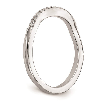 14K Weißgold Damen-Ehering mit natürlichen Diamanten, gewellte Form