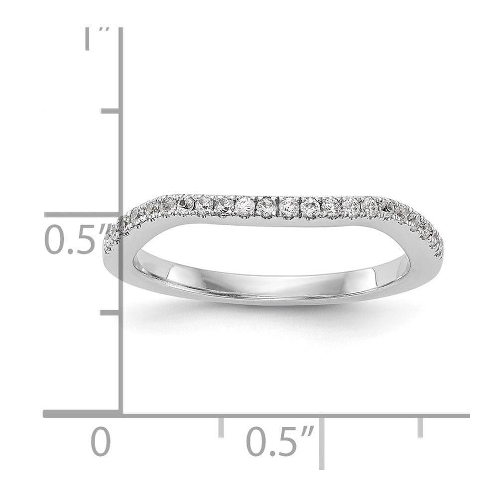 14K Weißgold Damen-Ehering mit natürlichen Diamanten, gewellte Form