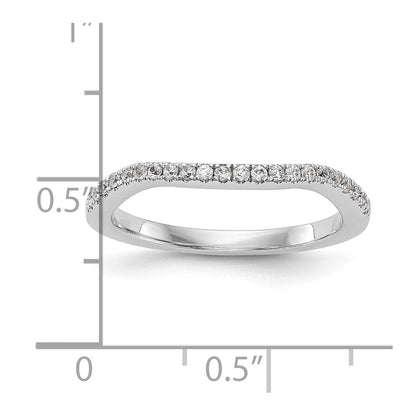 14K Weißgold Damen-Ehering mit natürlichen Diamanten, gewellte Form