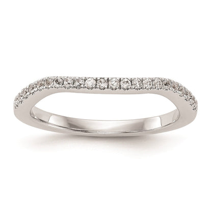 14K Weißgold Damen-Ehering mit natürlichen Diamanten, gewellte Form