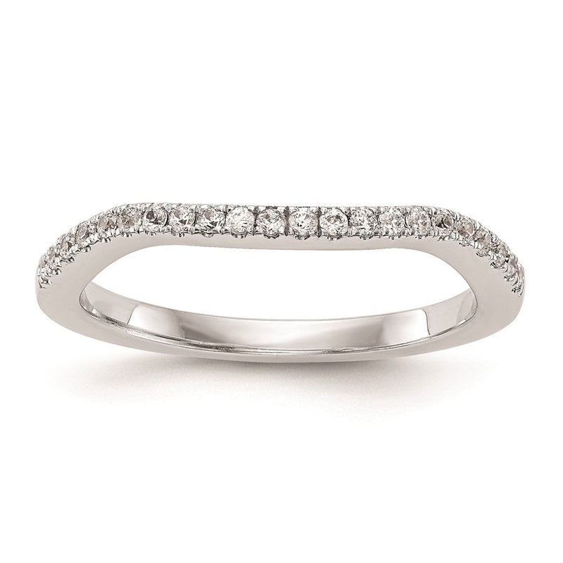 14K Weißgold Damen-Ehering mit natürlichen Diamanten, gewellte Form