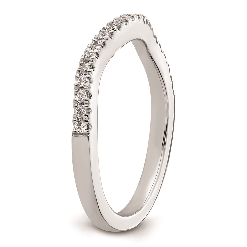 14K Weißgold Ehering mit natürlichen Diamanten, konturiert