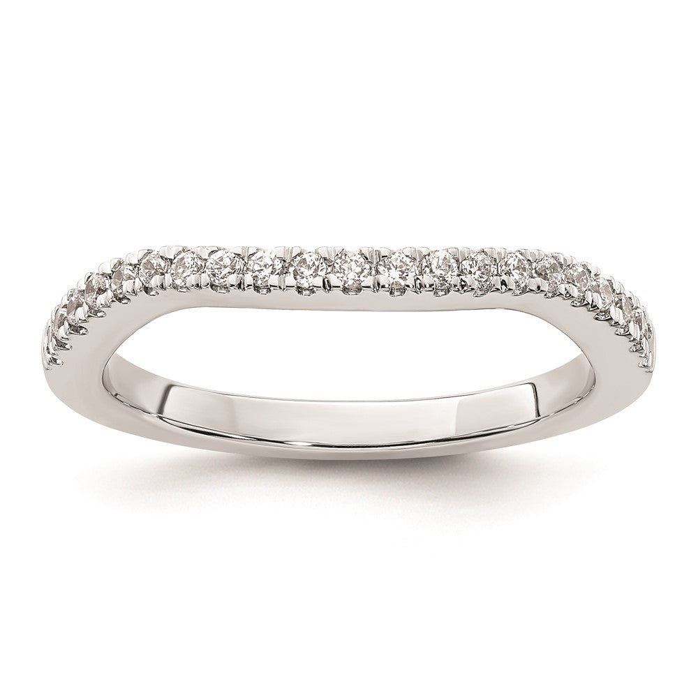 14K Weißgold Ehering mit natürlichen Diamanten, konturiert