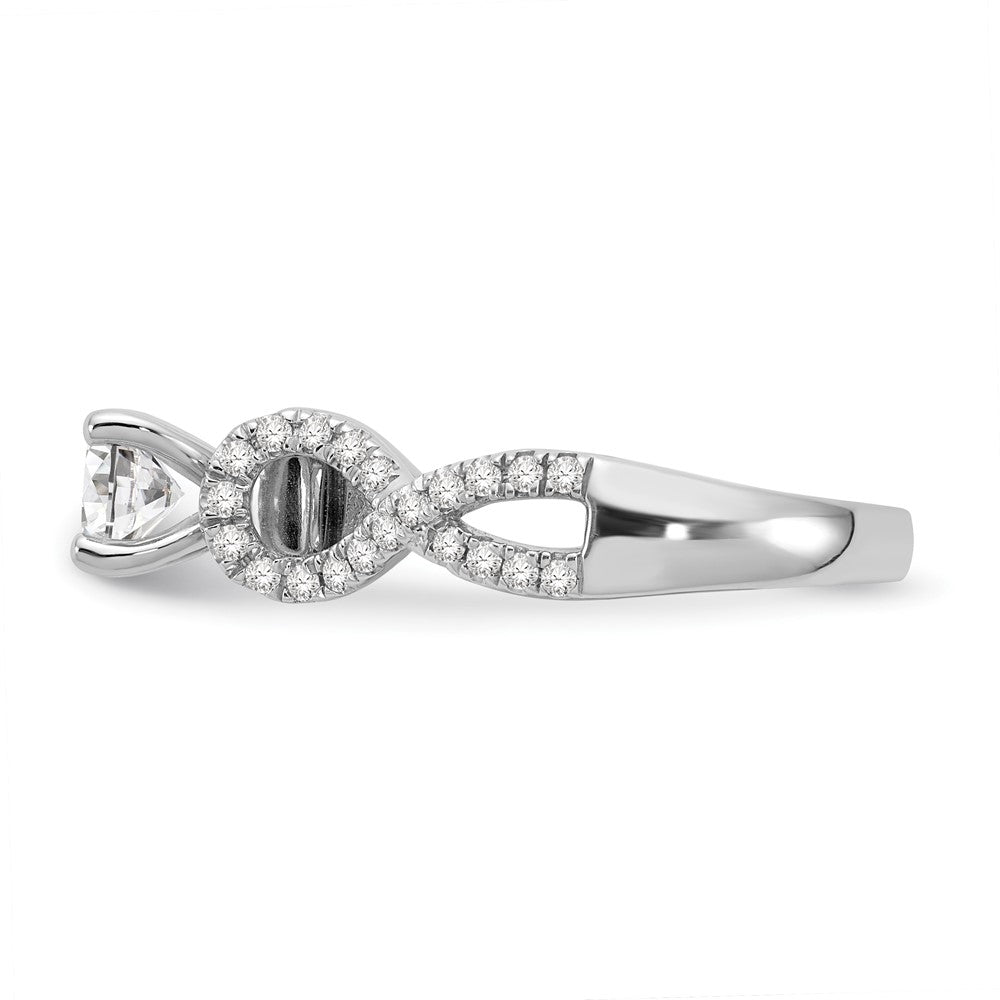 14K Weißgold Verlobungsring mit Steckfassung und simuliertem Diamant im Infinity-Design