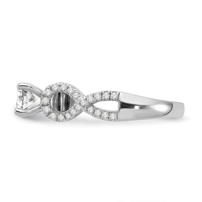 14K Weißgold Verlobungsring mit Steckfassung und simuliertem Diamant im Infinity-Design