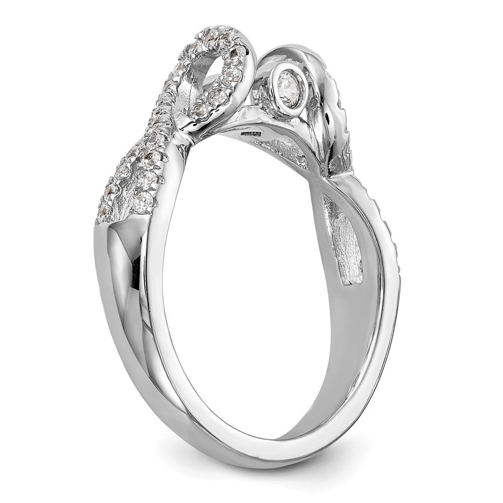 14K Weißgold Verlobungsring mit Steckfassung und simuliertem Diamant im Infinity-Design