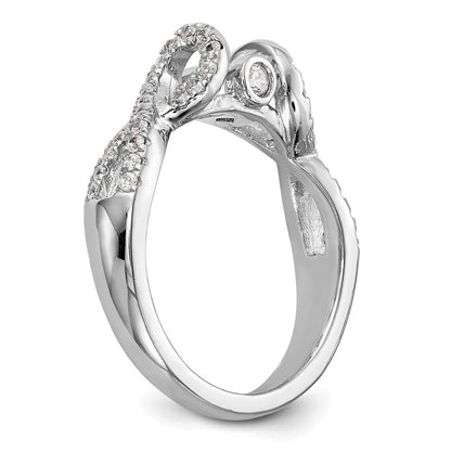14K Weißgold Verlobungsring mit Steckfassung und simuliertem Diamant im Infinity-Design
