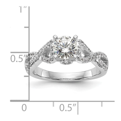 14K Weißgold Verlobungsring mit Steckfassung und simuliertem Diamant im Infinity-Design