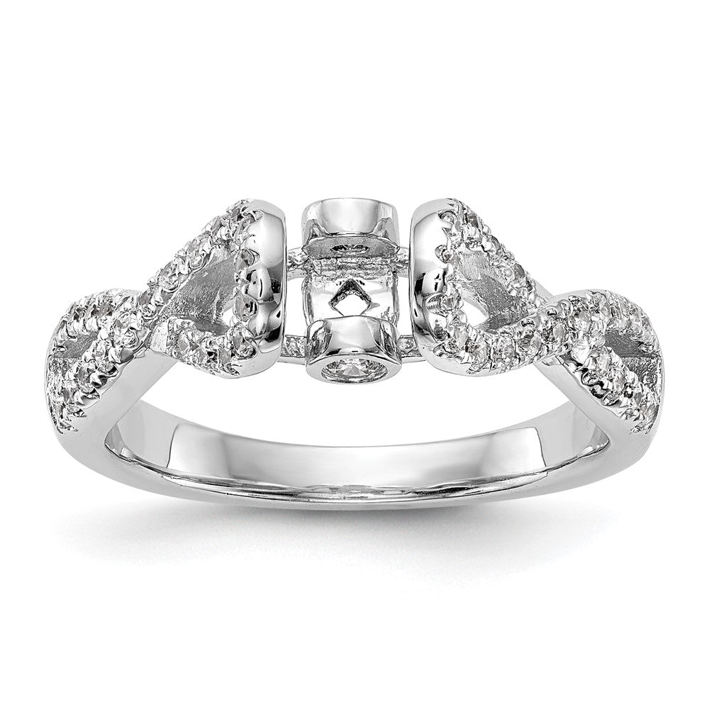 14K Weißgold Verlobungsring mit Steckfassung und simuliertem Diamant im Infinity-Design