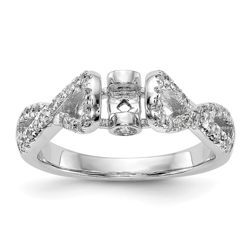 14K Weißgold Verlobungsring mit Steckfassung und simuliertem Diamant im Infinity-Design
