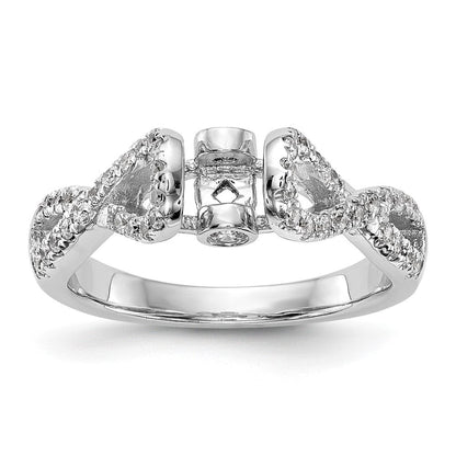 14K Weißgold Verlobungsring mit Steckfassung und simuliertem Diamant im Infinity-Design