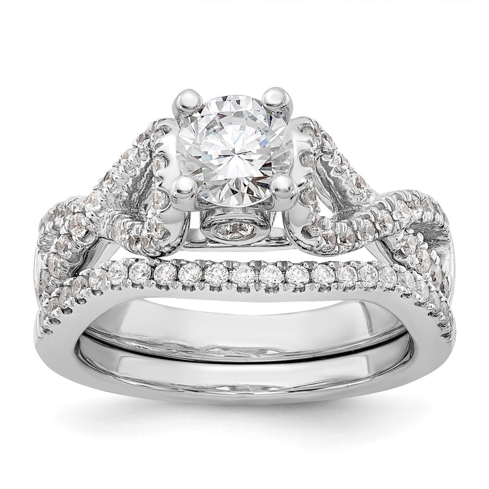 14K Weißgold Verlobungsring mit Krappenfassung und Diamanten im Infinity-Design