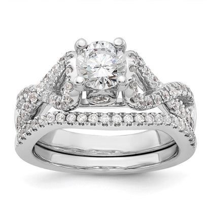 14K Weißgold Verlobungsring mit Krappenfassung und Diamanten im Infinity-Design