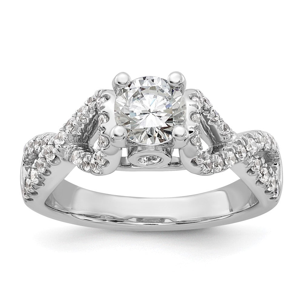 14K Weißgold Verlobungsring mit Krappenfassung und Diamanten im Infinity-Design