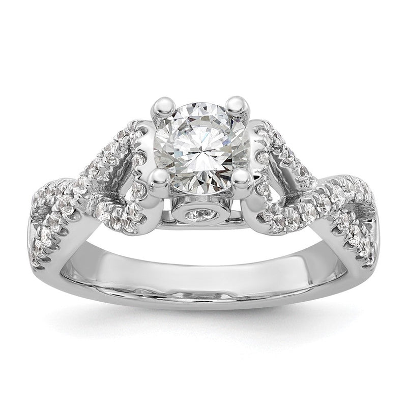 14K Weißgold Verlobungsring mit Krappenfassung und Diamanten im Infinity-Design