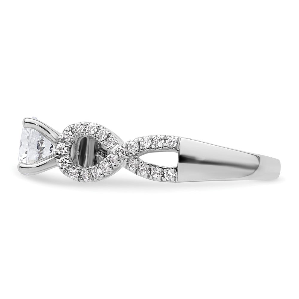 14K Weißgold Verlobungsring mit Infinity-Design und simuliertem Diamanten