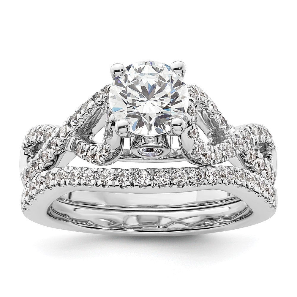 14K Weißgold Verlobungsring mit Infinity-Design und simuliertem Diamanten