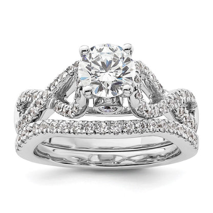 14K Weißgold Verlobungsring mit Infinity-Design und simuliertem Diamanten