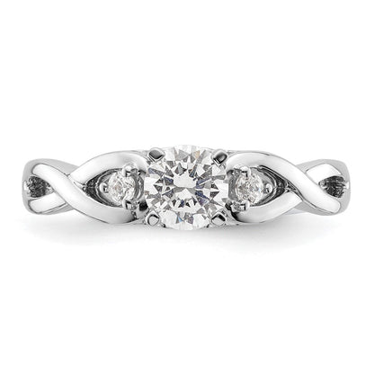 14K Weißgold Verlobungsring mit Krappenfassung, Unendlichkeitssymbol und simulierten Diamanten