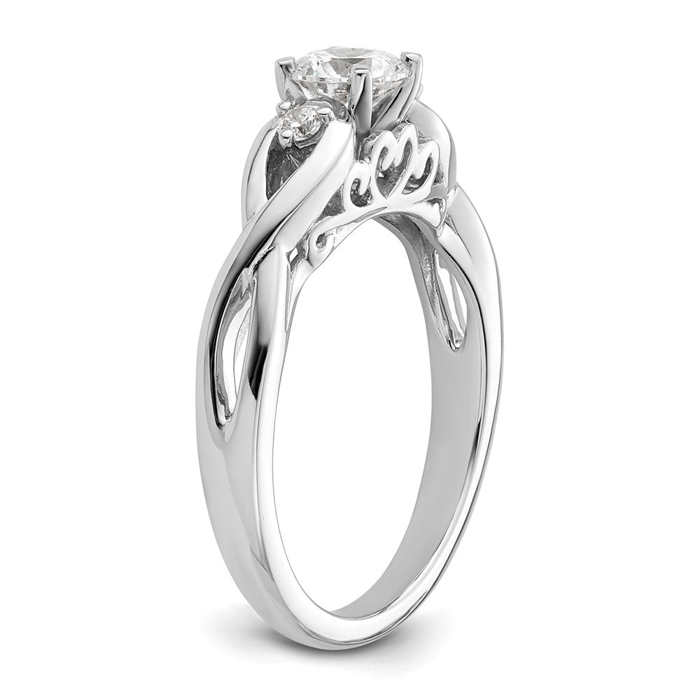 14K Weißgold Verlobungsring mit Krappenfassung, Unendlichkeitssymbol und simulierten Diamanten