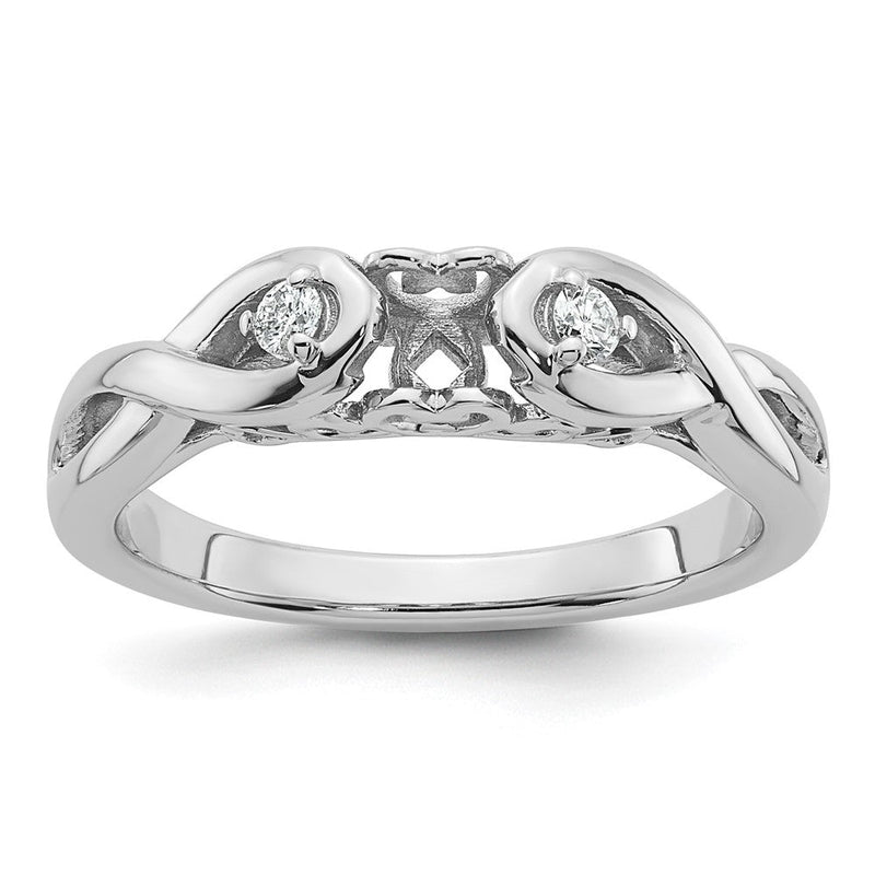 14K Weißgold Verlobungsring mit Krappenfassung, Unendlichkeitssymbol und simulierten Diamanten