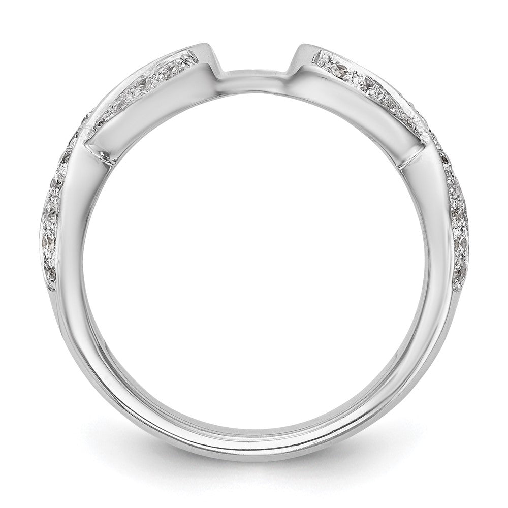 14K Weißgold Verlobungsring mit Zargenfassung und Infinity-Design und simuliertem Diamanten