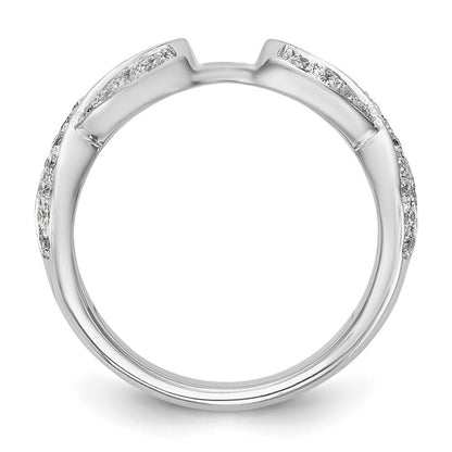 14K Weißgold Verlobungsring mit Zargenfassung und Infinity-Design und simuliertem Diamanten