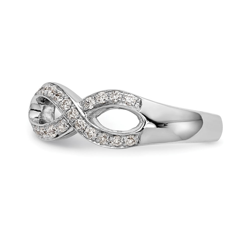 14K Weißgold Verlobungsring mit Zargenfassung und Infinity-Design und simuliertem Diamanten