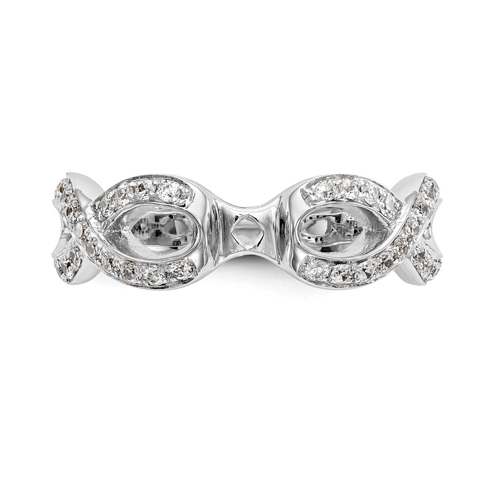 14K Weißgold Verlobungsring mit Zargenfassung und Infinity-Design und simuliertem Diamanten