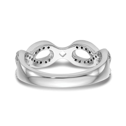 14K Weißgold Verlobungsring mit Zargenfassung und Infinity-Design und simuliertem Diamanten