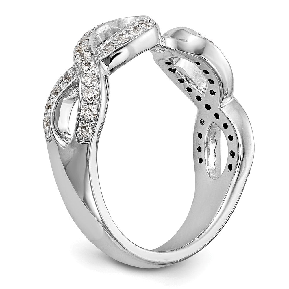 14K Weißgold Verlobungsring mit Zargenfassung und Infinity-Design und simuliertem Diamanten